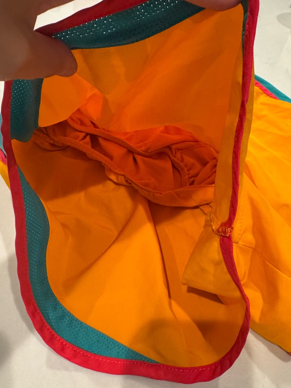 Nike Orange Athletic Shorts with Teal Panels & Redish Trim - Picture 3 of 6